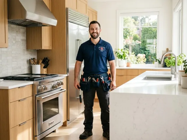 Appliance Repair Hero technician in a Ambler, PA kitchen after an appliance repair